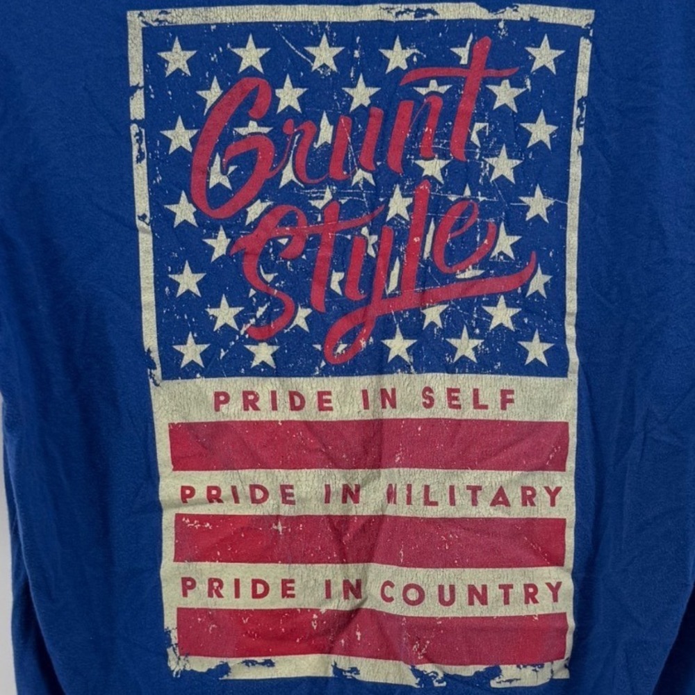Grunt Style Mens Small Blue Pride In Military American Flag Graphic T-Shirt